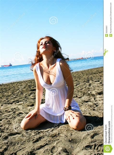 Woman On Beach Stock Image Image Of Curly Nature Girl