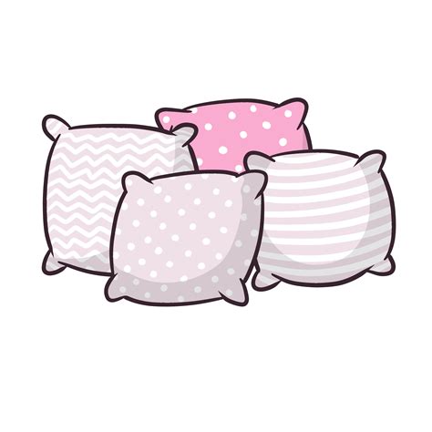 Set Of Pillows Large And Small Object Cartoon Flat Illustration Soft