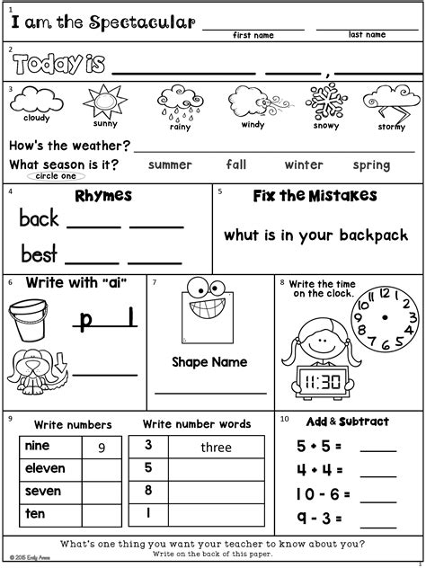 Worksheet For First Grade Students To Practice Reading And Writing The