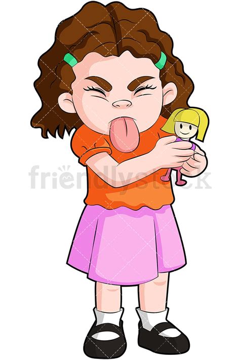 Little Girl Sticking Tongue Out Cartoon Vector Clipart Friendlystock