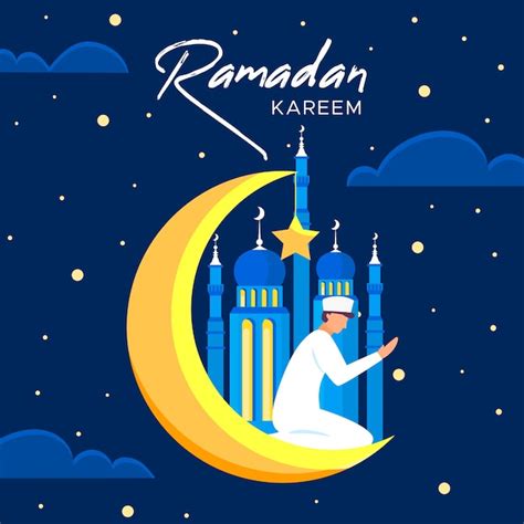 Ramadan Met Man En Maan Gratis Vector
