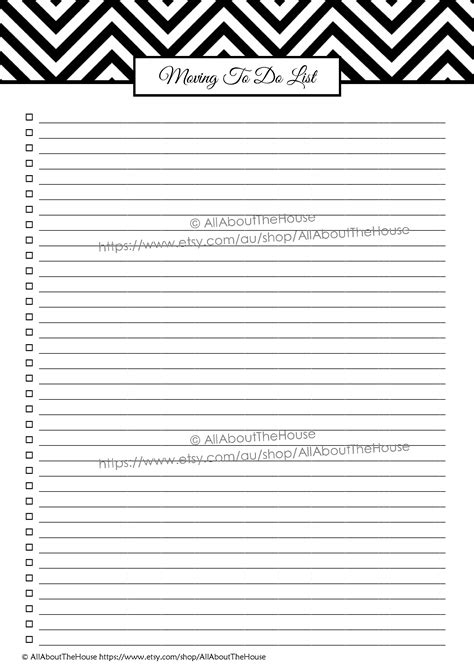 Printable Moving Checklist Template Editable