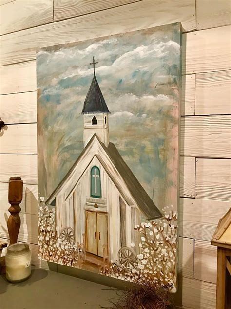 This Is An Original Painting “church In A Cotton Field” Hand Painted