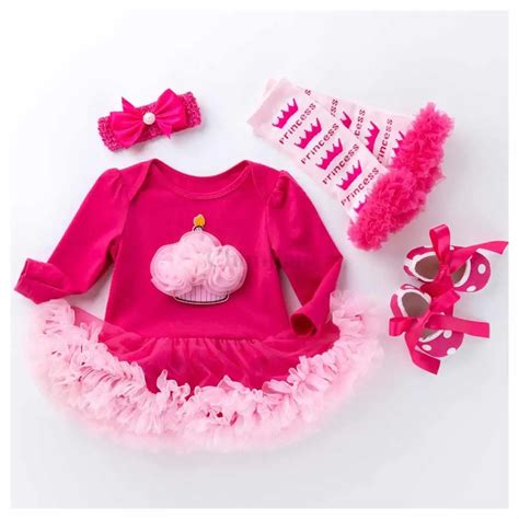 Spring Autumn Cotton Baby Girls Cupcake Romper Clothing Set Infant