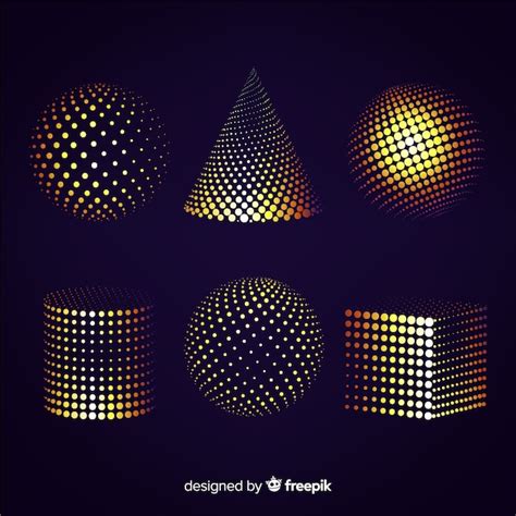 Colourful Particle 3d Geometric Shapes Set Vector Free Download