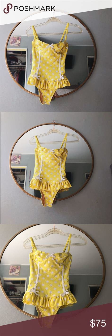 Moschino Swimwear Yellow Polka Dot Bikini She Wore An Itsy Bitsy Teenie