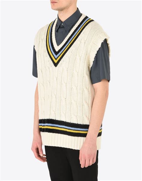Maison Margiela Wool Short Sleeve Cricket Sweater In White For Men Lyst