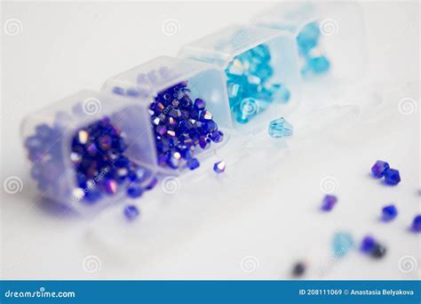 Plastic Containers With Coloful Beads For Handmade And Beadwork Stock Image Image Of