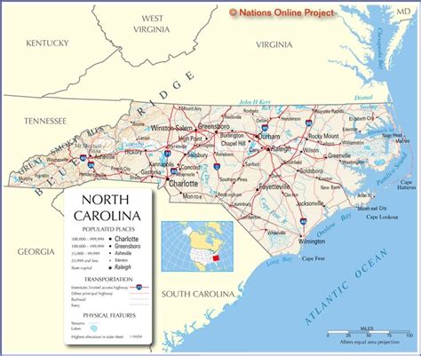 Reference Map Of North Carolina Usa Nations Online