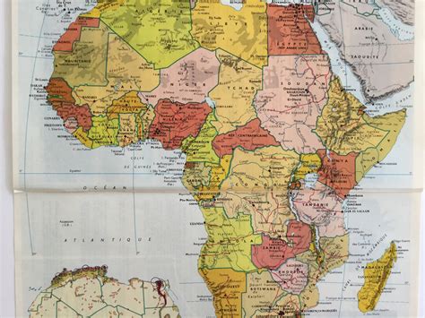 1960 Map Poster Africa Vintage Print Carte Vintage Etsy