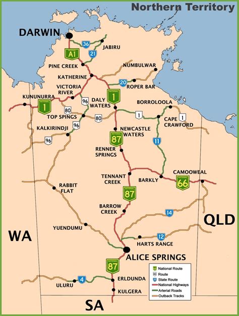 Northern Territory Road Map