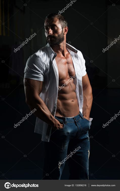 Sexy Italian Man Posing In White Shirt Stock Photo By Ibrak 132856216