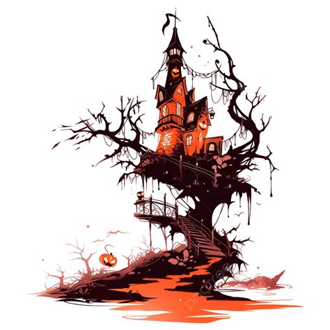 Castle Dead Tree Halloween Illustration Castle Dead Tree Halloween