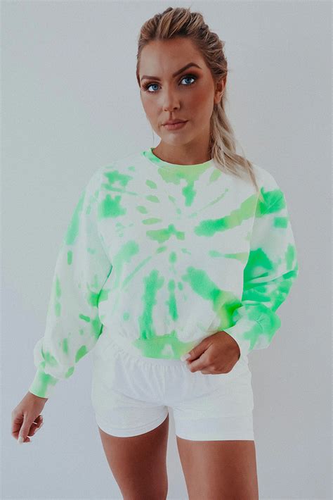 Wholesale Push It Production Cheap Green Tie Dye Sweatshirt Online