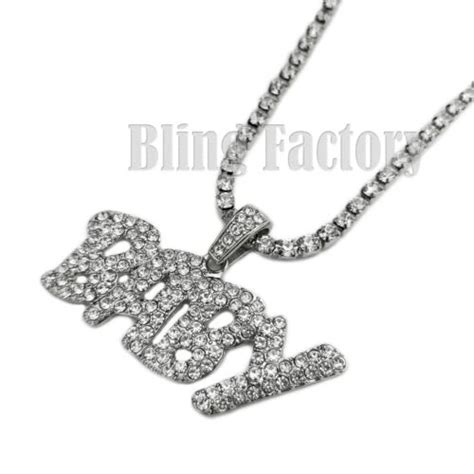 Iced Lil Baby Pendant And 1 Row Bling Rhinestone Chain Hip Hop Fashion