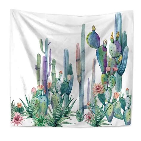 Pastoral Green Plant Picture Cactus Tapestry Wall Decor Hanging Large