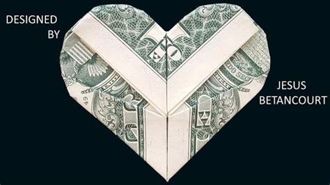 money origami heart easy - YouTube
