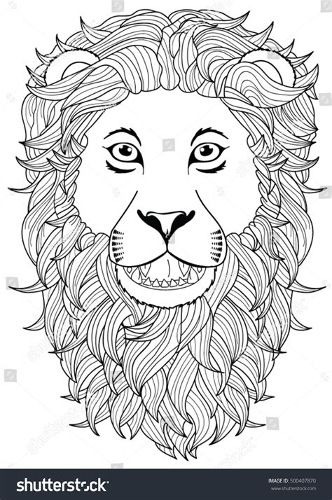Lion Head Coloring Page เวกเตอรสตอก ปลอดคาลขสทธ 500407870
