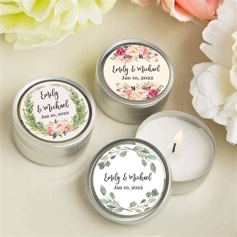 Floral Personalized Candles Round Vanilla Scent Lowest Price