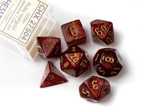 Glitter Ruby And Gold Chessex Dice Set 7 Etsy