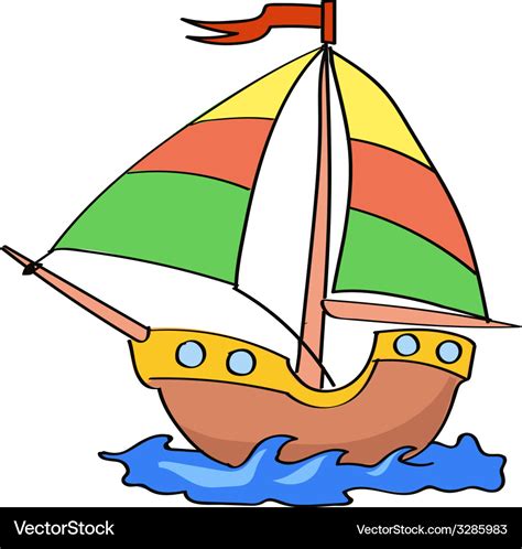 Boat Cartoon Colorful On A White Background Vector Image