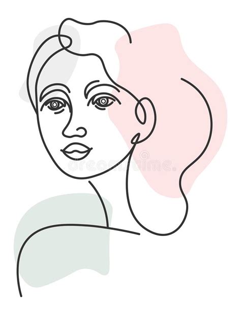 abstract line art portrait of girl woman beauty stock vector illustration of simple sketch