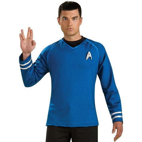 Star Trek Mr Dr Spock Adult Grand Heritage Blue Costume Shirt Rubies