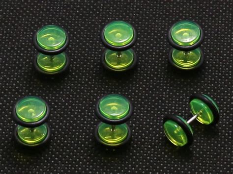 Body Jewelry Pierceing Fashion PCS Translucent Green Color Acrylic Fake Cheater Ear Plugs
