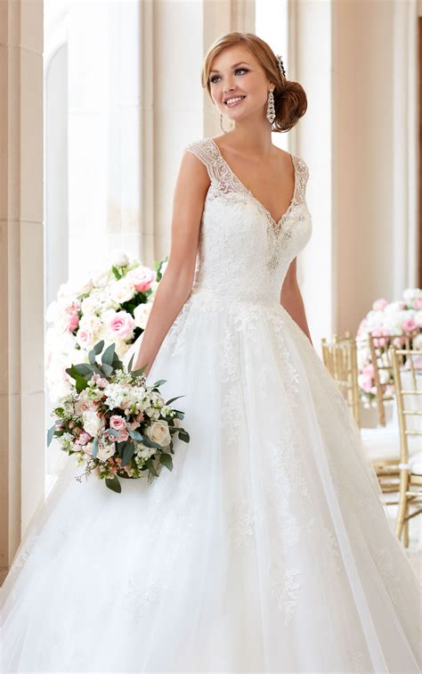 Ball Gown Wedding Dress With V Neckline Stella York