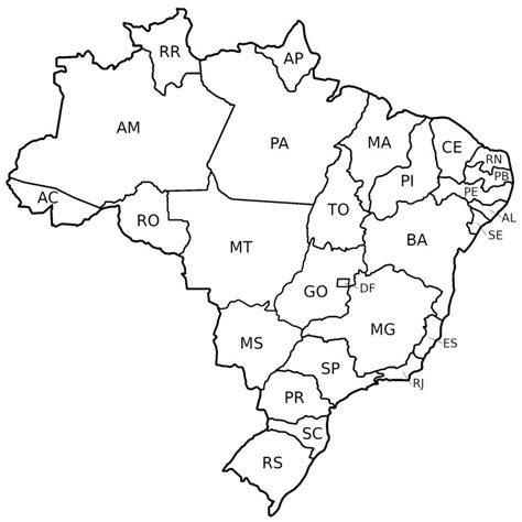 Mapa Do Brasil Por Estados E Regiões Em Branco E Colorido