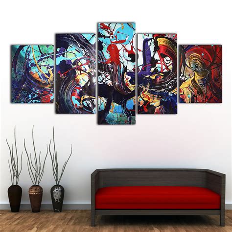 5pcs Modern Abstract Colorful Canvas Print Paintings Home