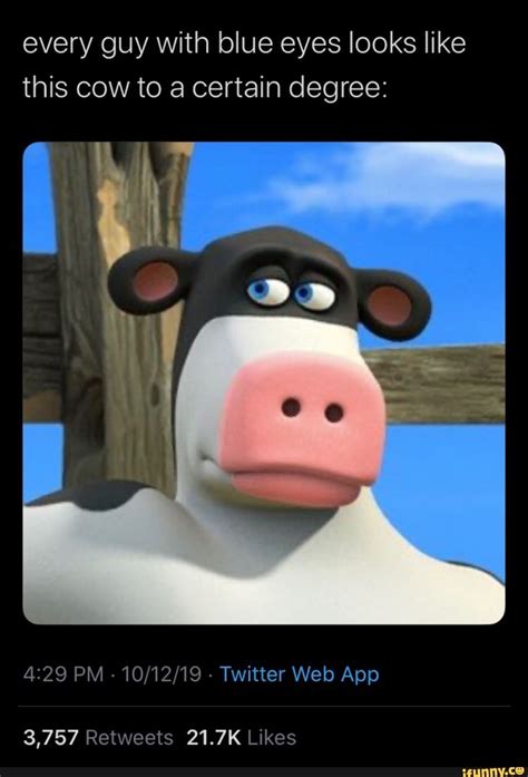 A Cartoon Cow With Blue Eyes Looks Like This Cow To A Certain Degree