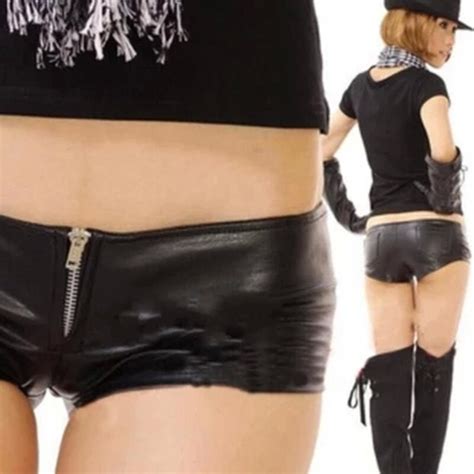 Pu Leather Super Shorts Hot Slim Boots Stage Performance Sexy Leather