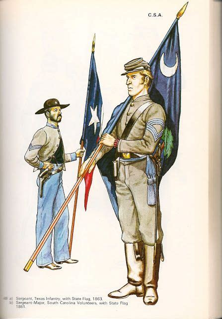 Sergeant Texas Infantry With State Flag Sergeant Major South Carolina Volunteers With