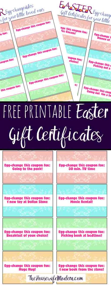 Any text boxes can be left blank. Free Printable Easter Gift Certificates for Kids