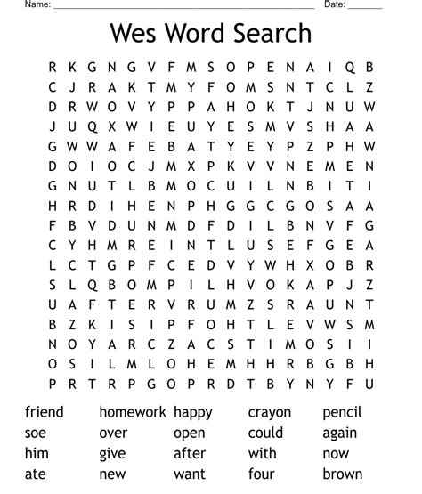 Wes Word Search Wordmint