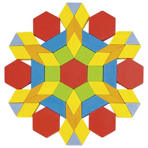 Goki Geometric Wooden Pattern Blocks Snowflake Pattern Blocks