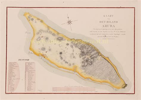 Rare Old Map Aruba Original 19th Century Engraving Goldmining History