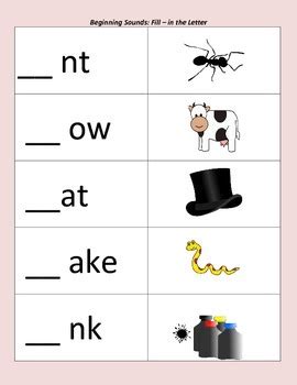Beginning Sounds Worksheet Set by ReadySetCoteach | TpT