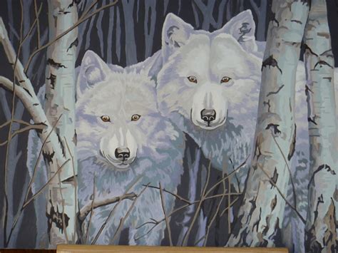 Number Art Painted By Eleanor Two White Wolves In Winter