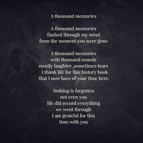 A Thousand Memories Good Memories Quotes Happy Poems The Last Time Poem