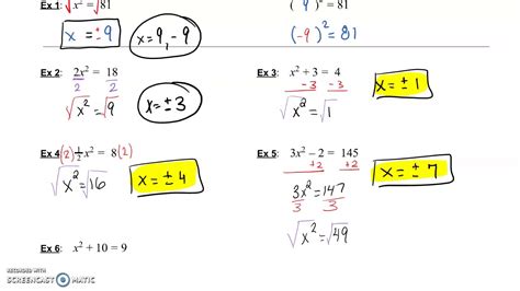 It is easy to work out the square root of a perfect square, but it is really hard to work out other square roots. Solve by Taking Square Roots - YouTube