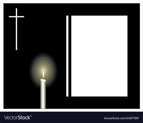 Funeral Frame With A Candle And A Cross Sad Vector Image