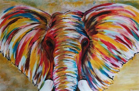 Abstract Elephant Art Acrylic On Canvas Abstract Animal Art Abstract