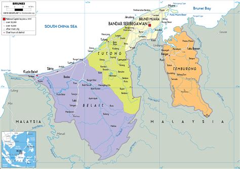 Large Size Political Map Of Brunei Darussalam Worldometer