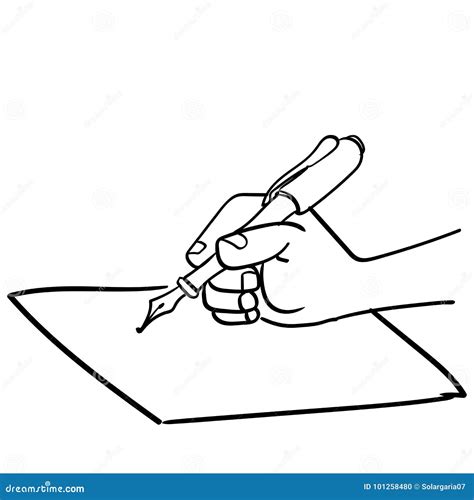 Cartoon Hand Writing With Pen Vector Drawn Stock Vector Illustration