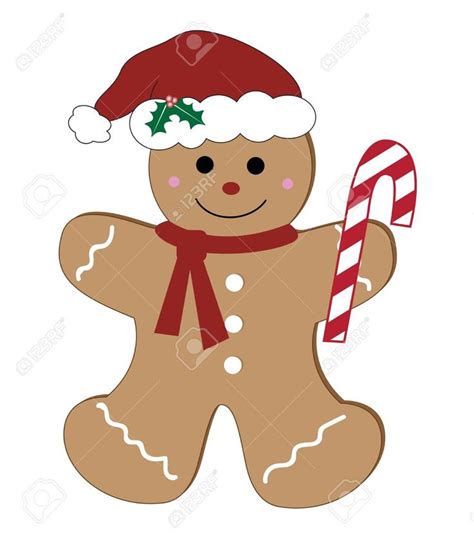 Gingerbread Man With Candy Cane Illustration On White Background