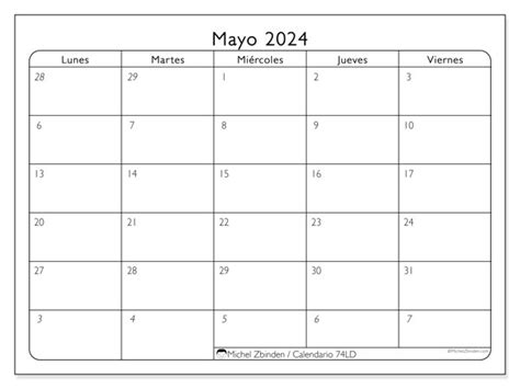Calendario Mayo De Para Imprimir LD Michel Zbinden BO