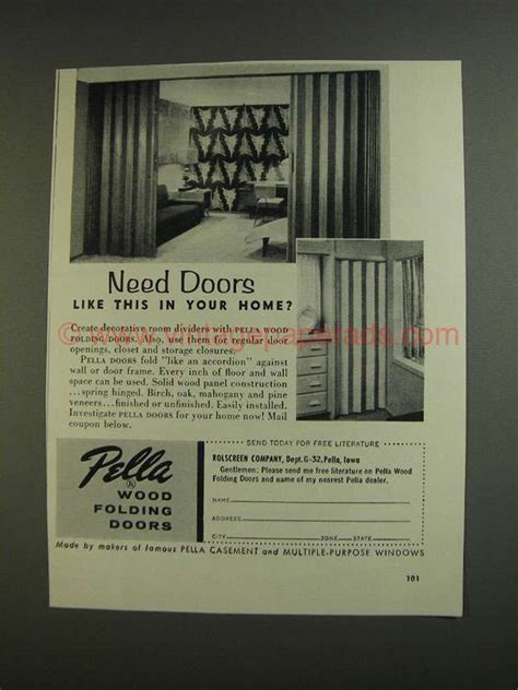 1955 Pella Wood Folding Doors Ad In Your Home Dx0763