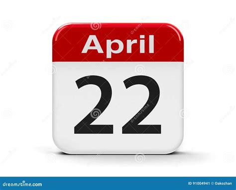 22nd April Calendar Icon April 22 Calendar Date Month Icon Vector